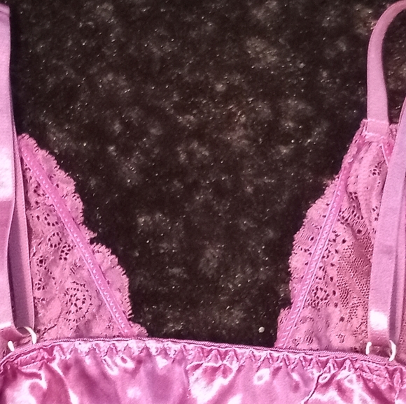 Frederick's of Hollywood M Purple Magic Astrid Satin Eyelash Babydoll 2piece set - Picture 6 of 12